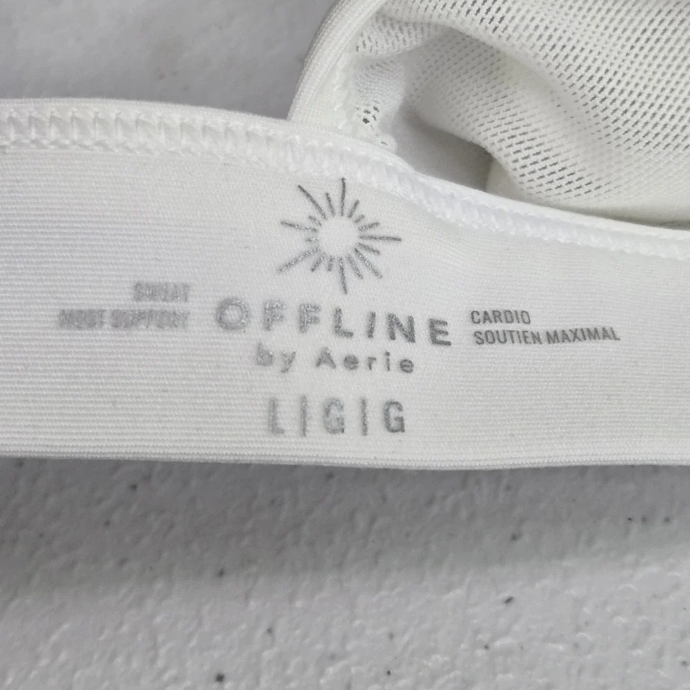 OFFLINE By Aerie Women Sports Bra Large White SWEAT CARDIO Wireless‎